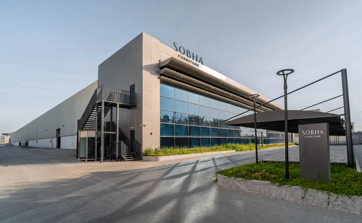 Exterior of Sobha’s bespoke manufacturing facility in Dubai designed for custom furniture production